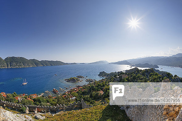 Turkey  Lycia  Lycian Coast  Demre  Kalekoey  view from castle