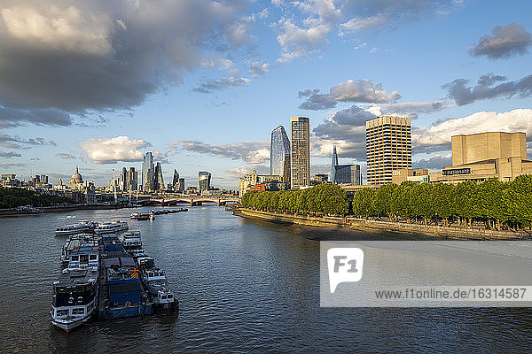 The City of London and Southbank from Waterloo Bridge  London  England  United Kingdom  Europe