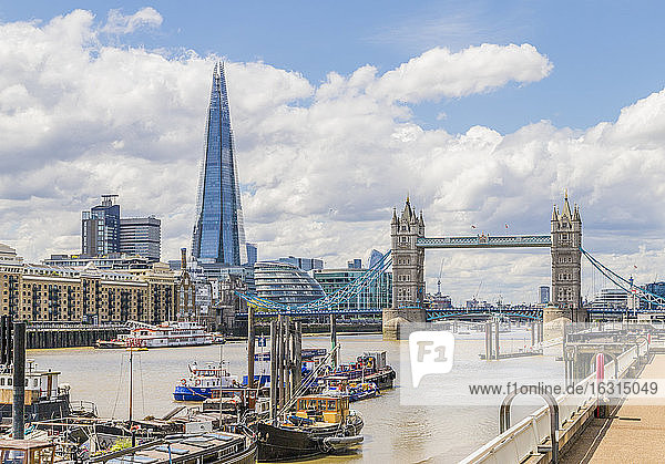 The Shard  Tower Bridge and River Thames  London  England  United Kingdom  Europe
