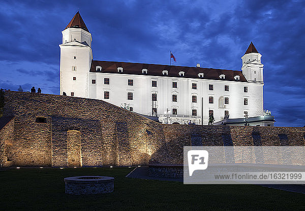 Slovakia Bratislava Bratislava Castle illuminated at night