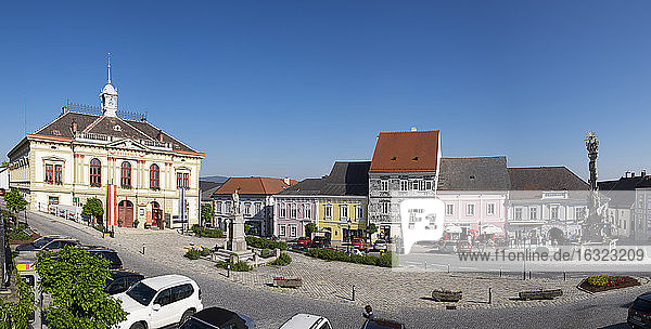 Austria  Lower Austria  Weitra  town hall  Sgraffito house and plague column