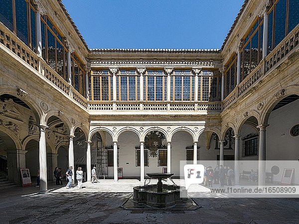 Courtyard with fountain  Patio Principal  Courthouse  Tribunal Superior de Justicia de Andalucia  Granada  Andalusia  Spain  Europe