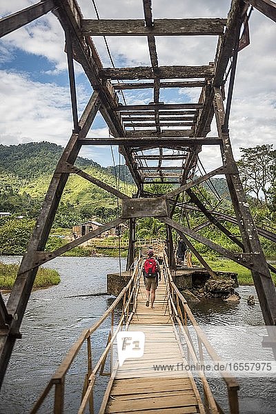 Bridge across Namorona River  Ranomafana  Madagascar Central Highlands