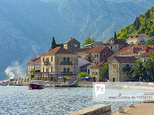 Perast  Kotor  Montenegro. View of the town on the Bay of Kotor.