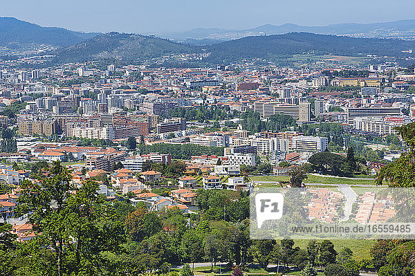 Braga  Braga District  Portugal. View of city from Bom Jesus do Monte sanctuary.