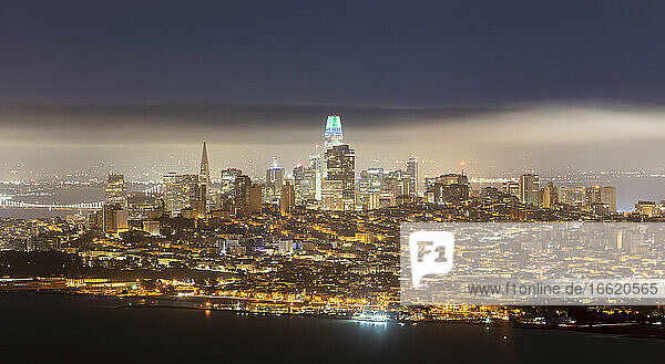 Cityscape of San Francisco  California  USA at night