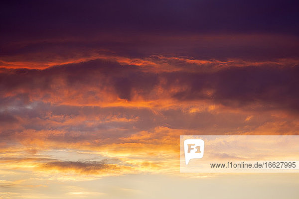 Dramatic sky at fiery sunset