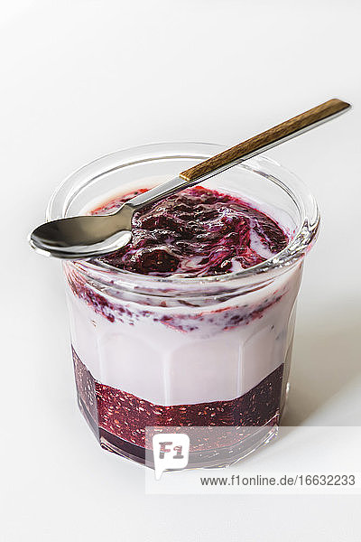 Cherry chia jam and yoghurt