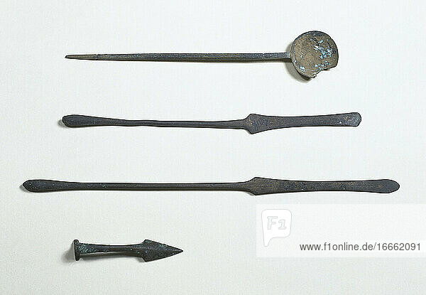 Römische Zeit. Spanien. Katalonien. Werkzeuge aus Bronze. Aus der Stadt Empuries. Archäologisches Museum von Girona.