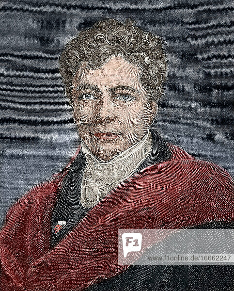 Friedrich Wilhelm Joseph Schelling (1775-1854). Deutscher Philosoph. Porträt. Kupferstich. Koloriert.