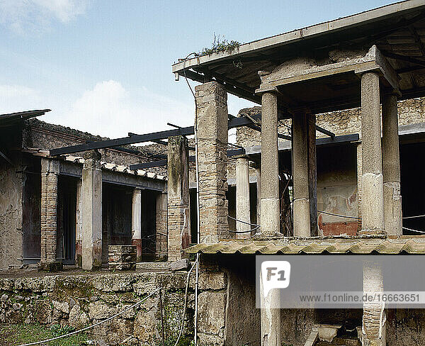 Pompeji. Antike römische Stadt. Haus von Loreio Tiburtino. Obere Galerie. Italien  Kampanien.