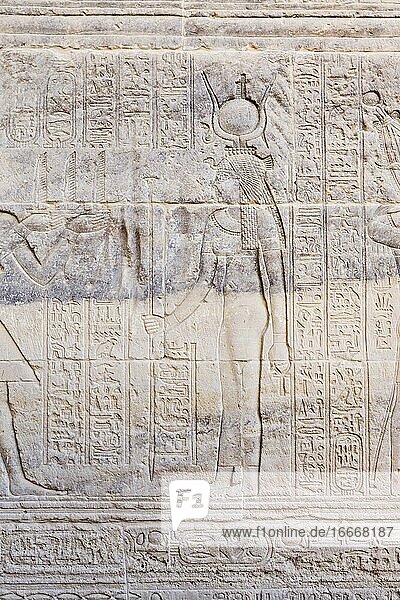 Reliefs at Philae temple Aswan Egypt Africa