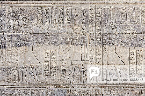 Reliefs at Philae temple Aswan Egypt Africa