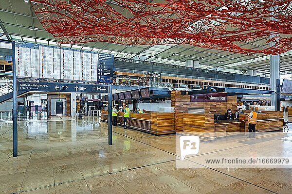 Trial operation in the departure hall in Terminal 1 of the new Berlin Airport BER  Schönefeld  Germany  Europe