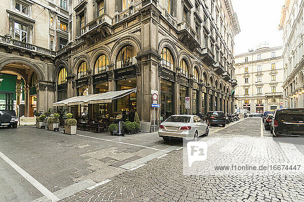 Old shopping street beside the Galleria Vittorio Emanuele II
