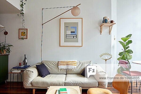 Livingroom interior in designer's eclectic studio loft