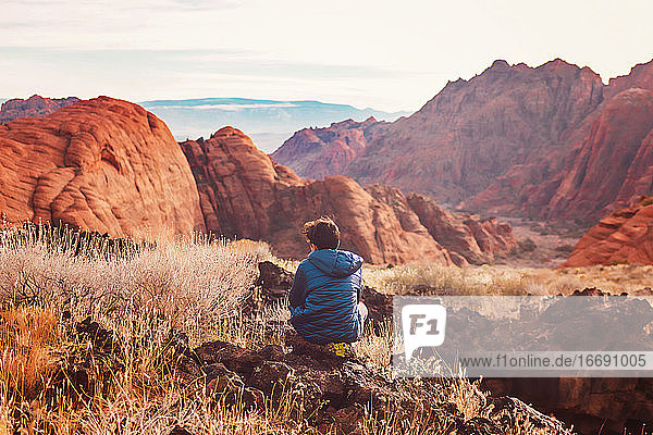Older boy enjoying the view at Snow Canyon State Park