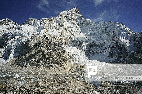 Mount Everest and Mount Nupse Khumbu Himalaya Nepal