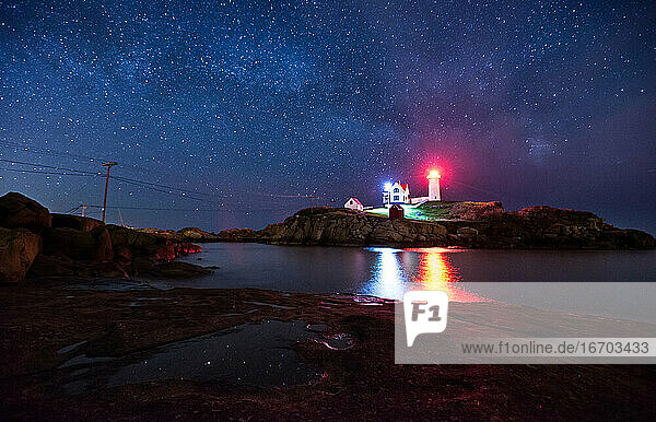 The Nubble Lighthouse in York Maine under the Milky Way