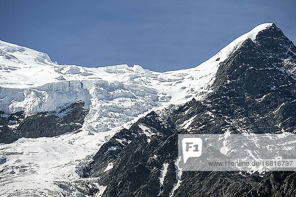 Aiguille du Goûter  Gletscherzunge  Glacier de Taconnaz  Chamonix  Haute-Savoie  Frankreich  Europa
