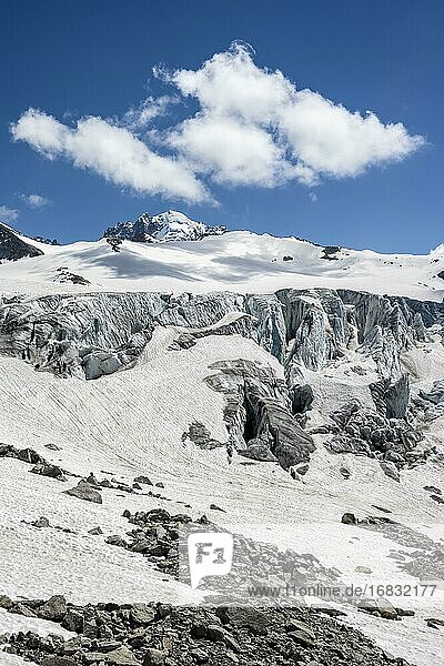 Crevasses at the Glacier du Tour  glaciers  high alpine landscape  Chamonix  Haute-Savoie  France  Europe