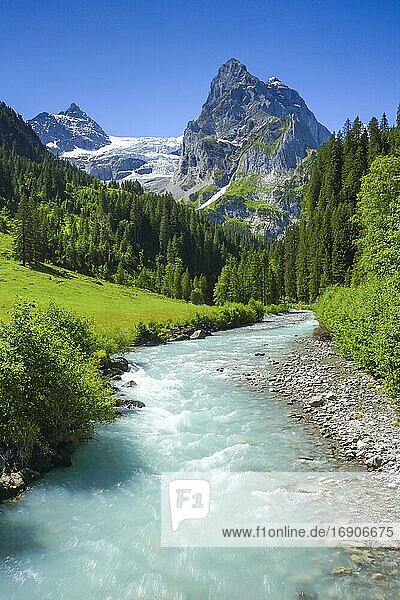 Photochromie Vintage Originale 1894 - Suisse, Berner Oberland, Rosenlaui Avec Le Wellhorn Et Wetterhorn