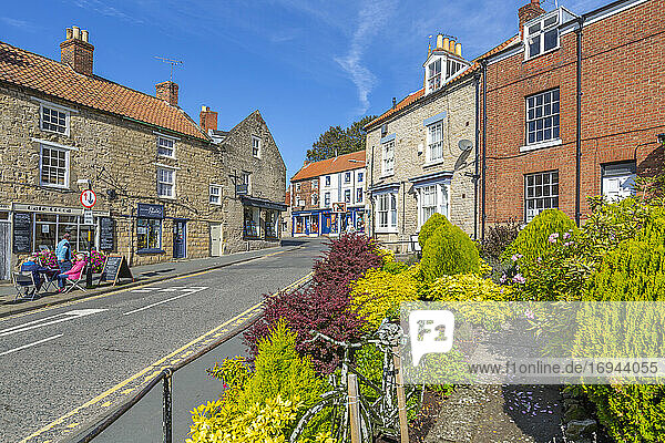 View of cafe and gardens on Smiddy Hill  Pickering  North Yorkshire  England  United Kingdom  Europe