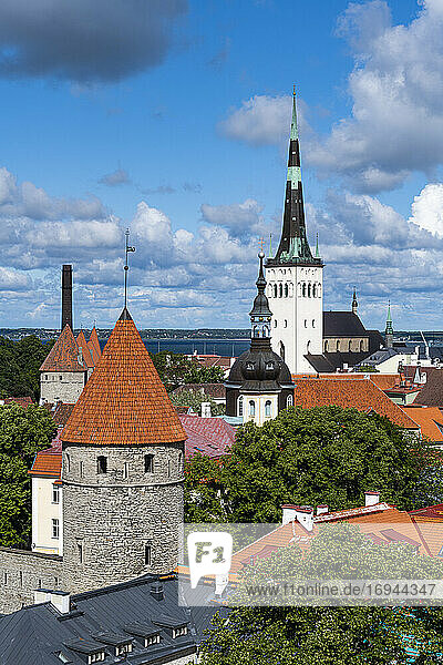 View over the Old Town of Tallinn  UNESCO World Heritage Site  Estonia  Europe