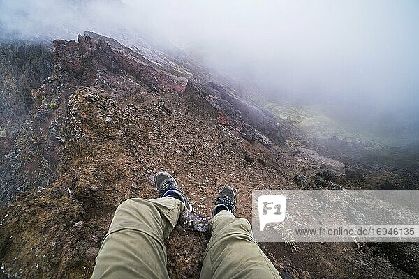 Climber on Ruminahui Volcano summit  Cotopaxi National Park  Avenue of Volcanoes  Ecuador