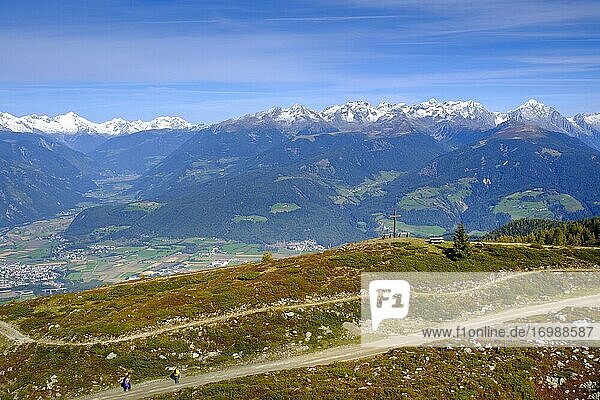 Panorama trail  Plan de Corones  near Brunico  Pustertal  South Tyrol  Italy  Europe
