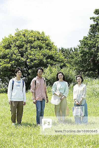 Japanese university students at the campus