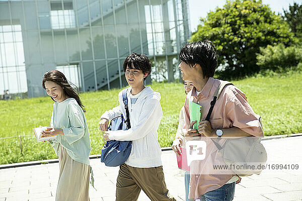 Japanese university students at the campus