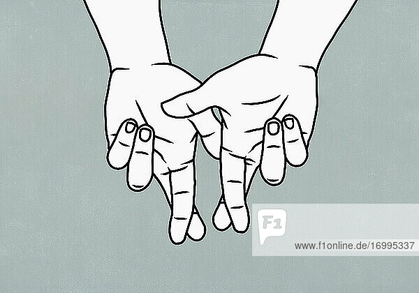 Hände mit gekreuzten Fingern
