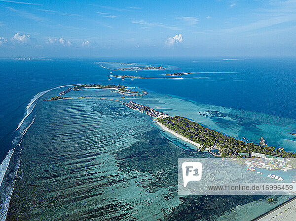 Maldives  Kaafu Atoll  Aerial view of archipelago in Arabian Sea