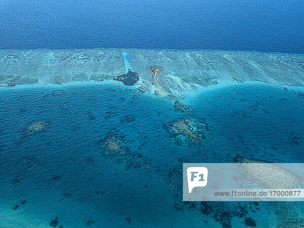 Maldives  Kaafu Atoll  Aerial view of blue waters of Arabian Sea