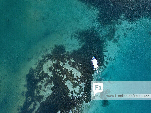 Boat on sea  aerial view