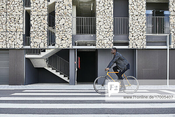 Man with bike in Barcelona