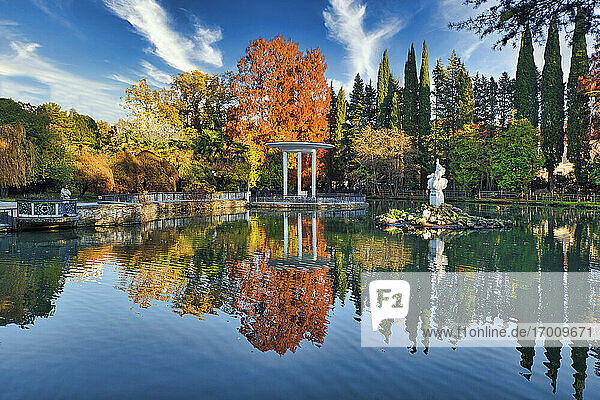 Russia  Krasnodar Krai  Sochi  Pond in Dendrarium park during autumn