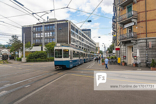 Switzerland  Zurich  Tram and buildings at Escher Wyss square