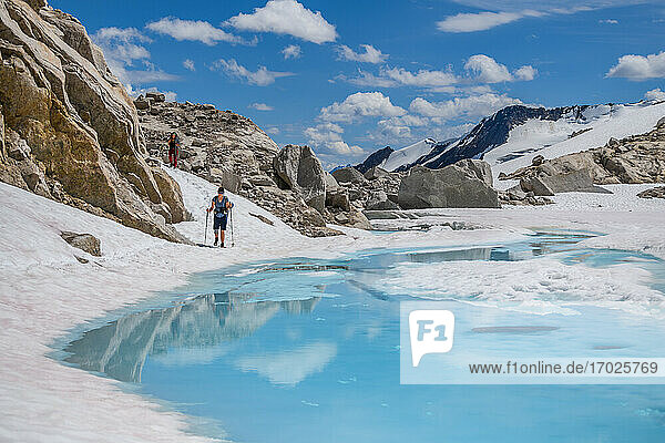 Climbers walking in Bugaboo Property Released (PR)ovincial Park  British Columbia  Canada