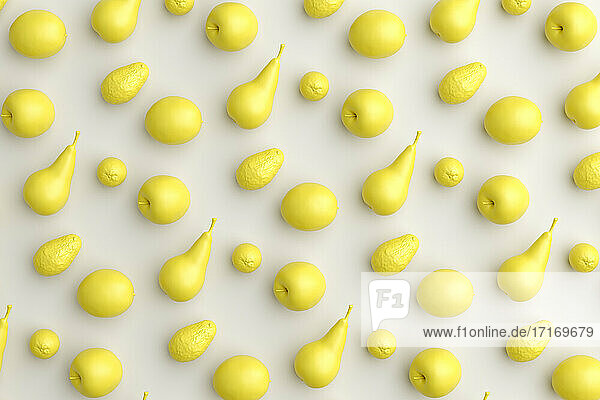 Three dimensional render of yellow fruits