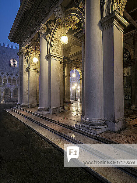 Italy  Venice  Main Square illuminated at night