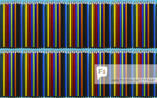 Muster aus Reihen von bunten Bleistiften