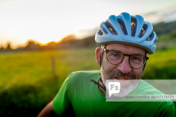 Portrait of a cyclist outdoors