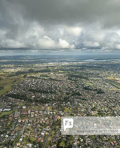 Luftaufnahme  Stadtansicht mit Einfamilienhäusern  Auckland  Nordinsel  Neuseeland  Ozeanien