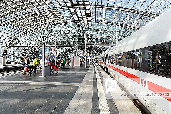 ICE 4 train at Berlin central railway station Hbf station in Berlin  Germany  Europe