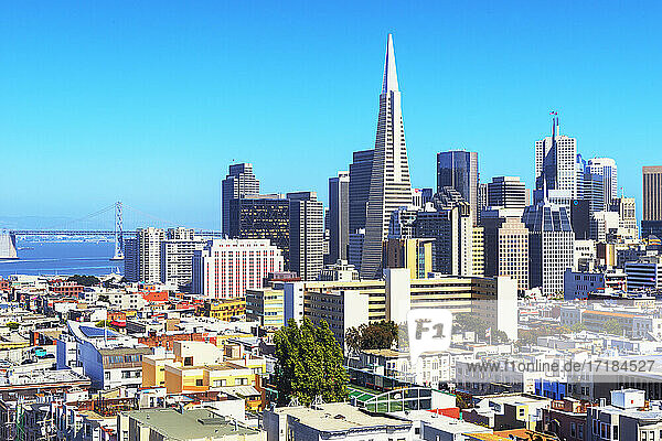 Skyline des Finanzbezirks  San Francisco  Kalifornien  Vereinigte Staaten von Amerika  Nordamerika