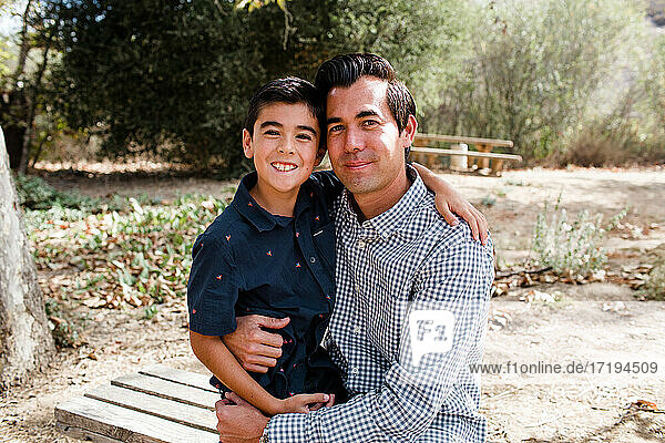 Father & Son Smiling for Camera in San Diego