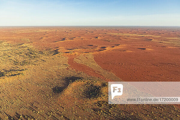 Australia  Northern Territory  Aerial view of desert landscape of Uluru-Kata Tjuta National Park