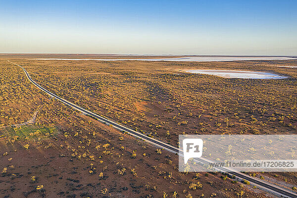 Australia  South Australia  Aerial view of Stuart Highway in Lake Hart Area